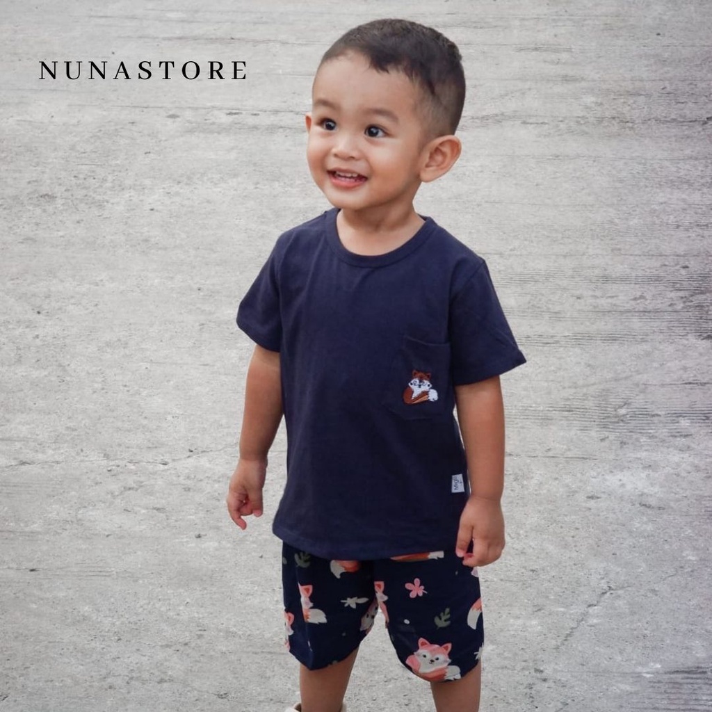 Nuna Store Setelan Anak Kaos Anak Tshirt / Setelan Kaos Kombinasi Rayon Tee Set / Setelan Baju Bayi /Anak Unisex Usia 6 Bulan - 3 Tahun