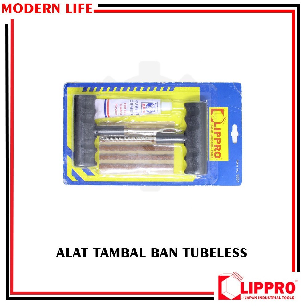 Alat Tambal Ban Tubles Lengkap Emergency Tire Repair Kit Set Lippro