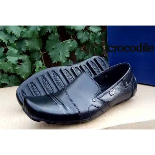Alv 034 [Satipa_Store] Sepatu Slip On Kulit Asli Crocodile CR03 Tipe Slop Sepatu Pansus Pria Santai