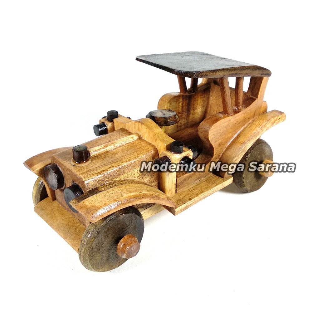 Paket Mini Isi 5pcs - Miniatur Dari Kayu VW Kodok Ontran Helikopter Becak Vespa