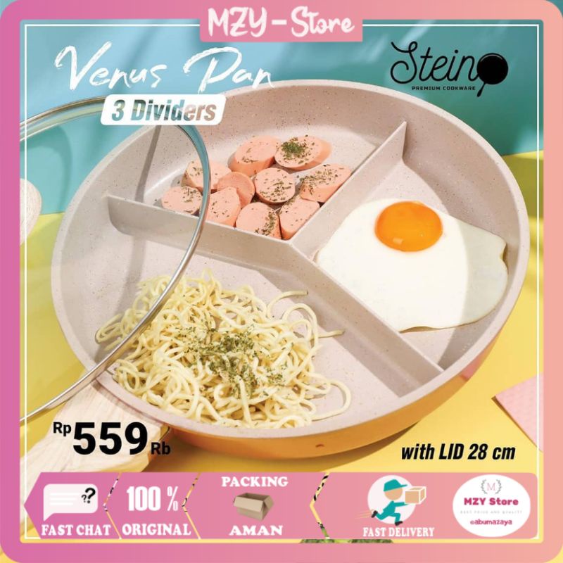 Stein Steincookware Venus Pan 3 Dividers Frypan Diameter 28 Cm - Panci 3 Sekat Stein (FREE HADIAH)