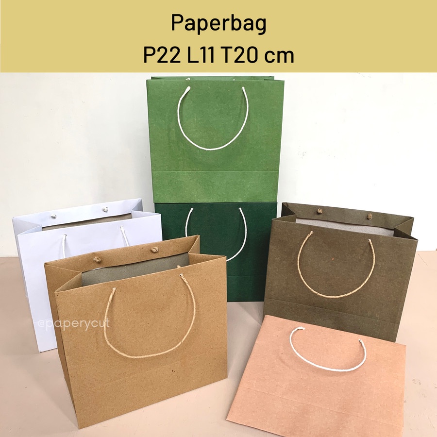 

Paperbag Tas Kertas Kraft Warna Polos Goodie Bag 22 x 11 x 20 cm