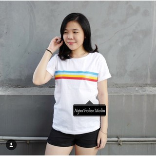 GARIS PELANGI RAINBOW  PUTIH WHITE BAJU  KAOS  TSHIRT TUMBLR 