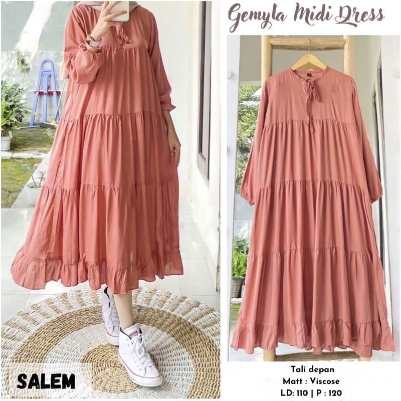 gamis midi dress/gamis lebaran /gamis kekinian/gamis terbaru