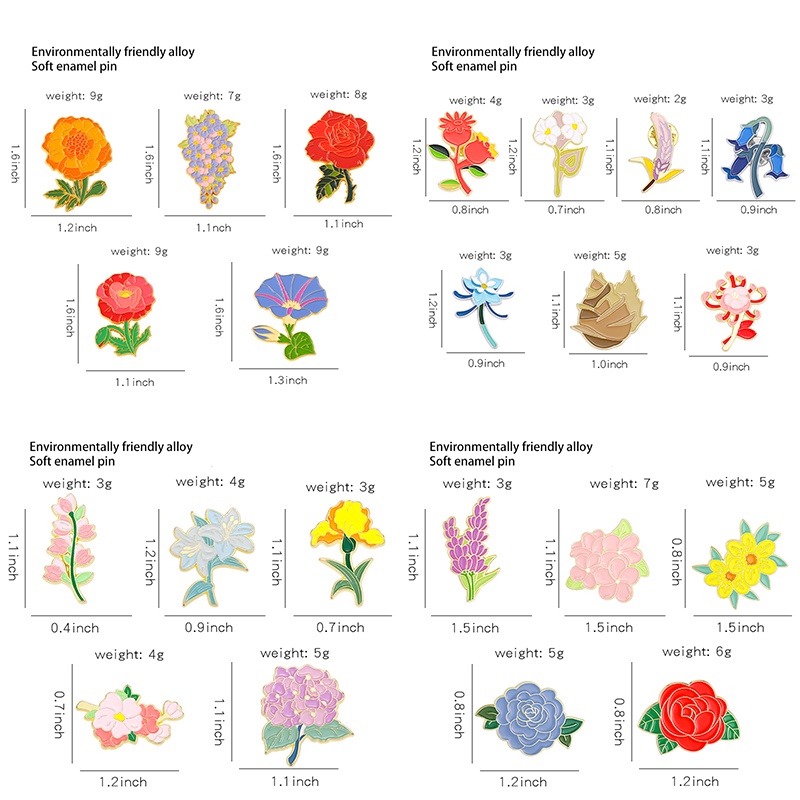 Lucu Warna-Warni Tanaman Bunga Enamel Pin Lily Tulip Bunga Matahari Iris Morning Glory Bros Lencana Kerah Pin Pakaian Ransel Perhiasan Lencana