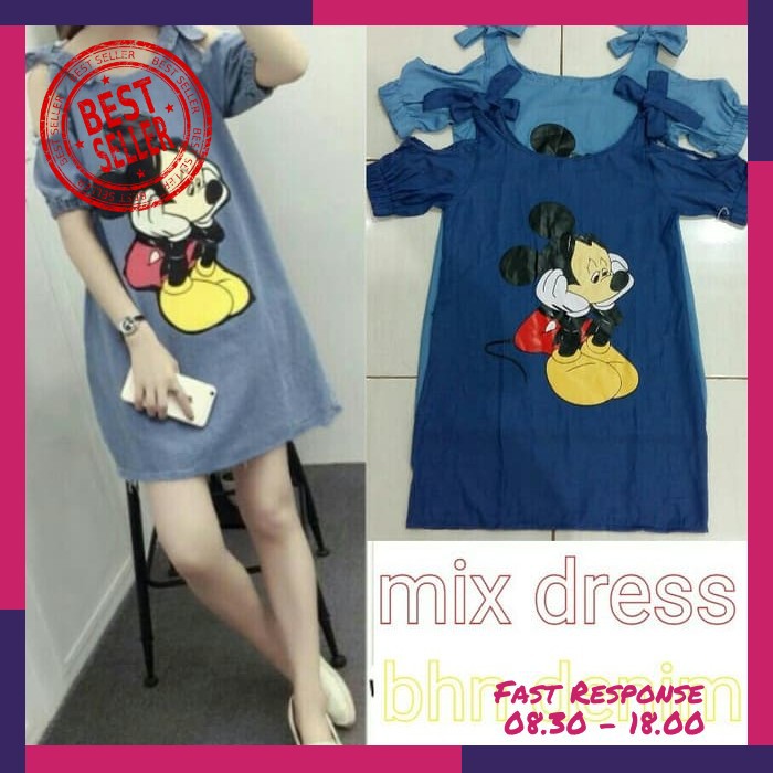 [Mix Dress Ro] Dress Wanita Superdenim Biru Dan Biru Muda