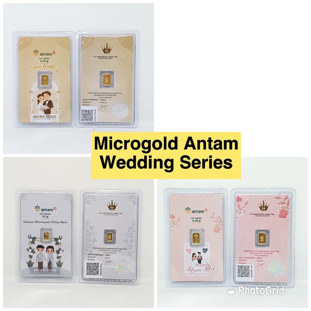 Hampers WEDDING SERIES MINIGOLD - PREMIUM MICROGOLD 0.1GR 0.25gr - Hartadinata ANTAM Logam Mulia 999.9