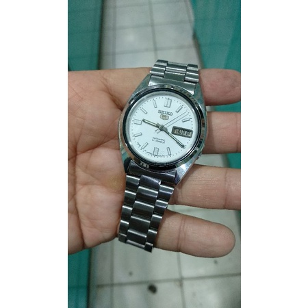 jam tangan pria seiko 5 dial putih jam klasik automatic jam cowok
