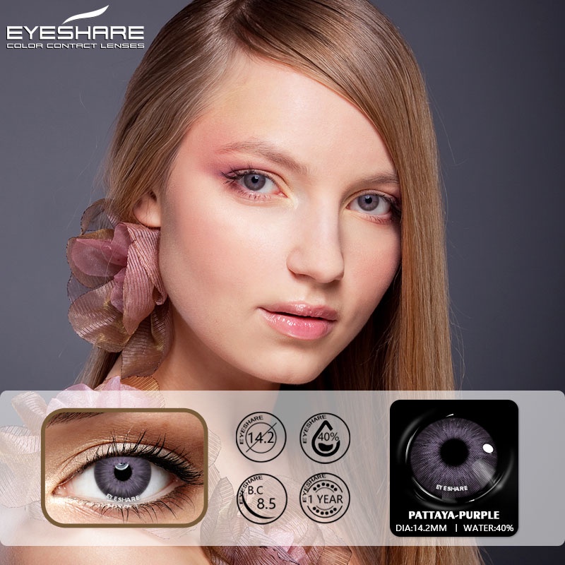 SRS (COD YES) Sepasang lensa kontak berwarna diameter 14.2MM mata soflen hitam softlens natural soflens korea aesthetic softlens minus(0.00) free lenscase PATTAYA gray/black harian soflen