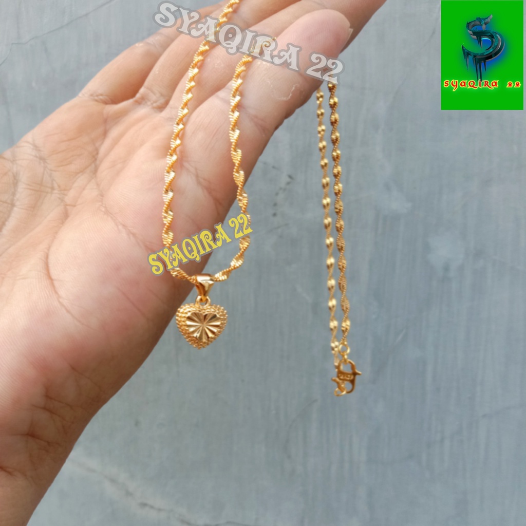 Kalung cantik asli anti luntur LOVE-MELINTIR anti karat ori kalung pengganti emas 24k dewasa model t