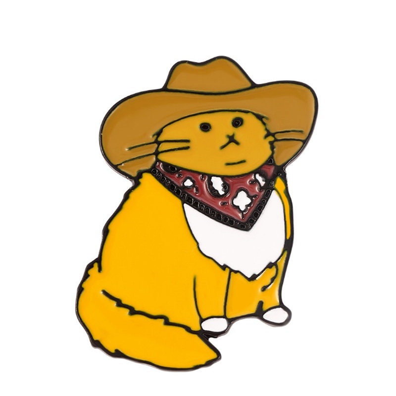 Bros Pin Desain Kucing Cowboy Untuk Dekorasi Pakaian