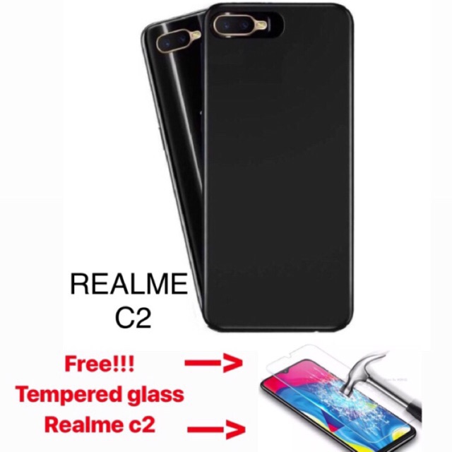 Blackmatte case realme c2 soft case original free tempered glass