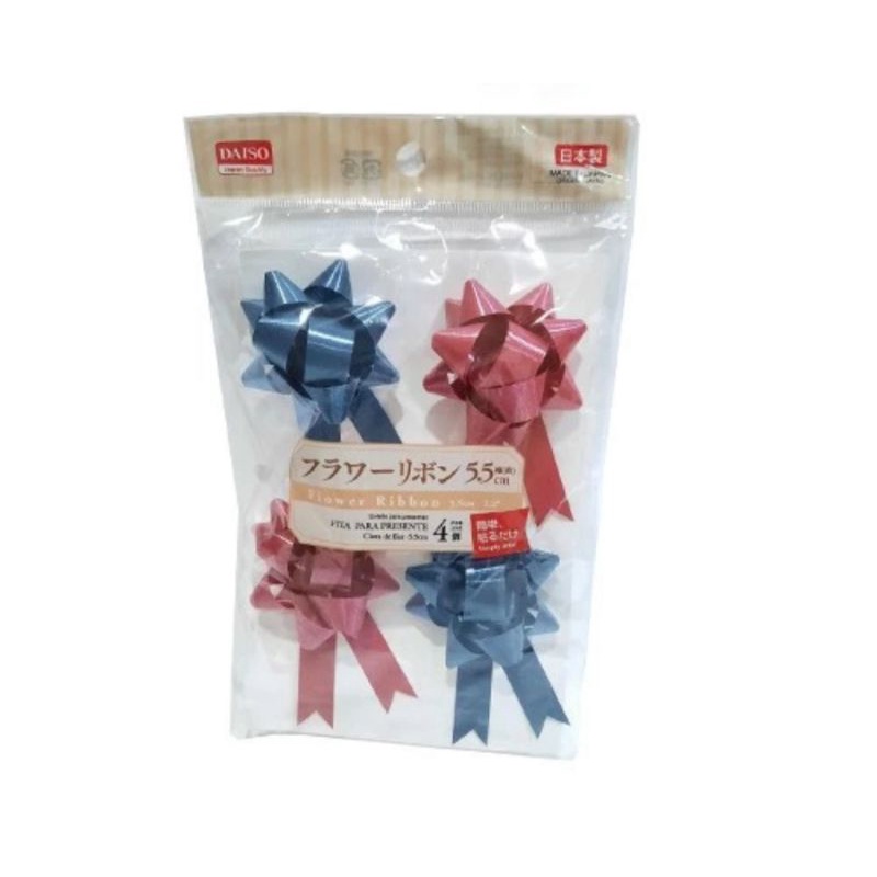 

Daiso Pita Kado Bentuk Bunga Isi 4pcs Warna Biru Dan Merah