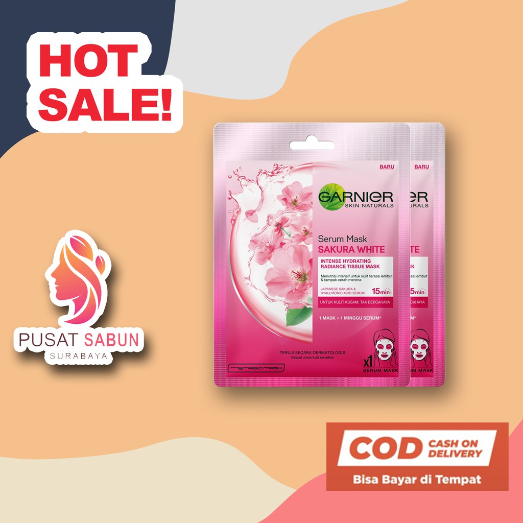 Garnier Serum Mask Hydra Bomb Sakura White Skin Care - Masker Wajah Untuk Kulit Cerah Merona