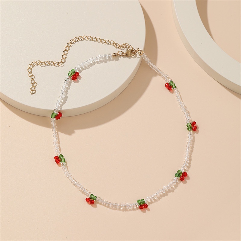 Kalung Choker Rantai Manik-Manik Cherry Untuk Wanita