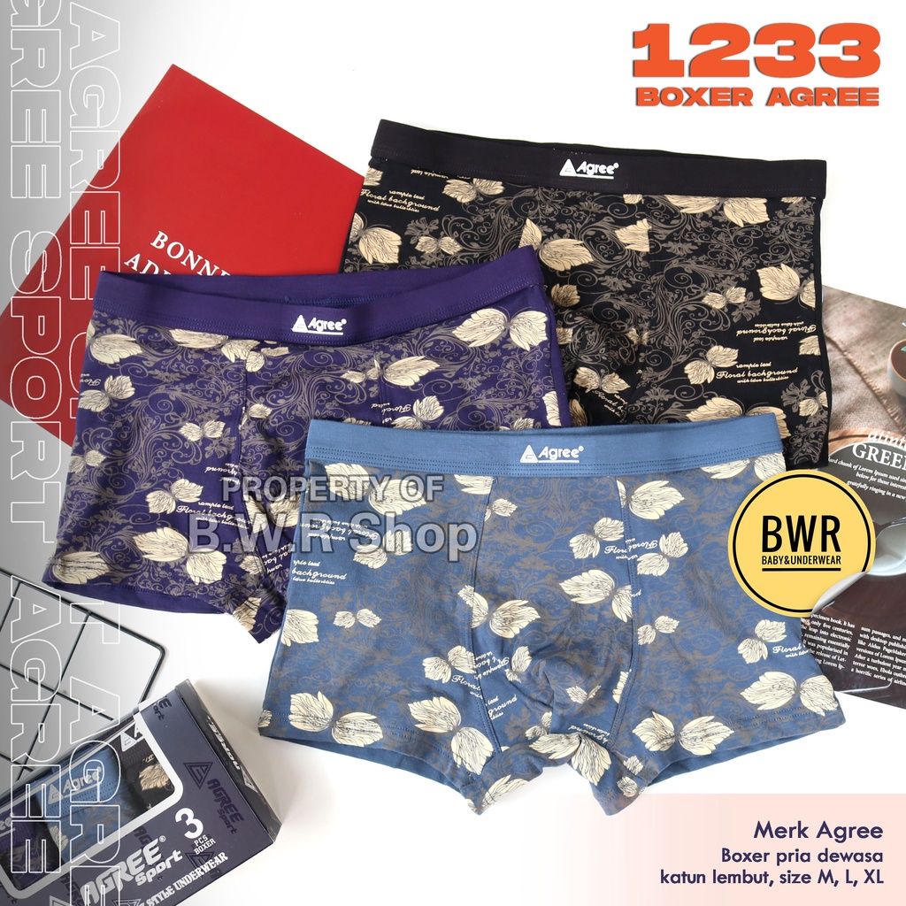 [ 3pc ] CELANA BOXER AGREE SPORT 1233 | Celana Dalam Pria Agree Boxer 1233 Motif Batik Boxer Pria Agree Sport Motif #1233 | Bwr