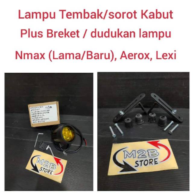 Lampu sorot LED Kuning kabut CR7 + Breket Lampu NMAX AEROX LEXI