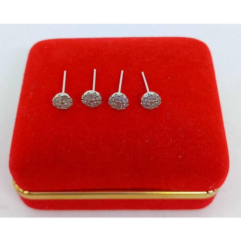 ANTING /GIWANG PERAK ASLI 925 LAPIS EMAS/GIWANG BULAT MATA PUTIH/GIWANG ASLI SILVER/PERHIASAN ANTING GIWANG PERAK 925 ASLI