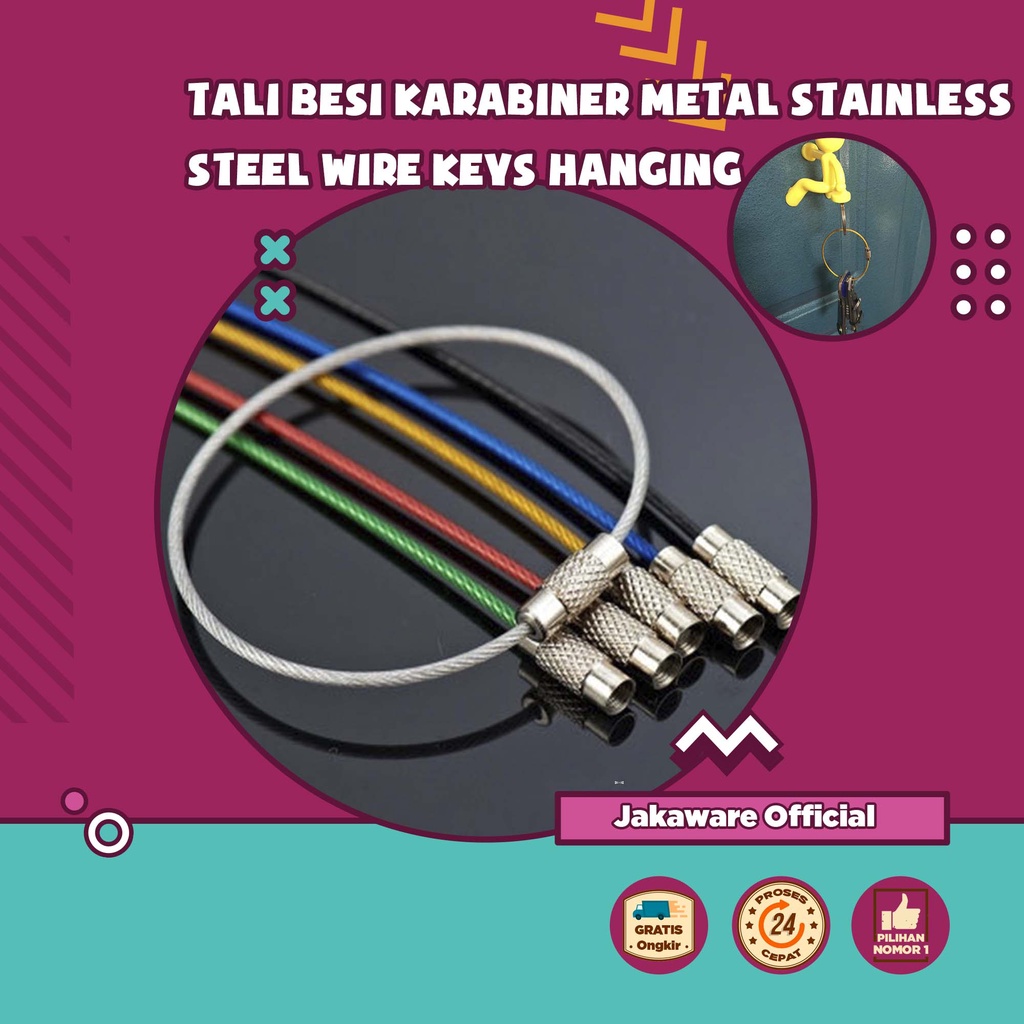 TALI BESI KARABINER METAL STAINLESS STEEL WIRE KEYS HANGING CARABINER HIKING PENDAKI PENDAKIAN GANTU