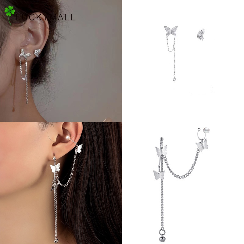 Anting Giwang Simple Model Kupu-Kupu Dengan Rumbai Untuk Wanita