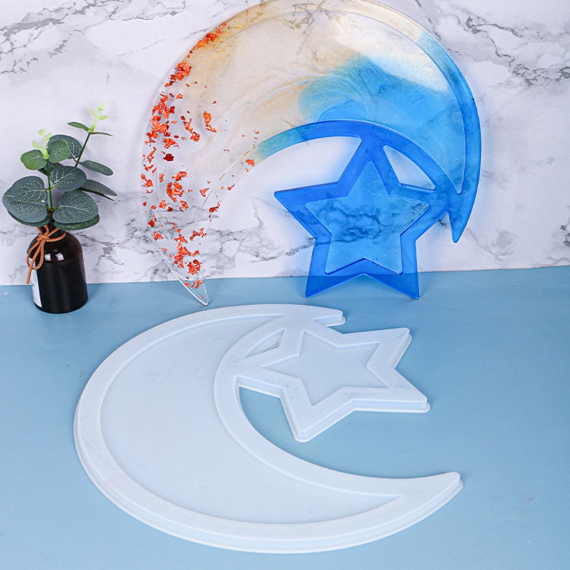 SIY  Ramadan Dessert Tray Epoxy Resin Mold Moon Star Ramadan Serving Plate Silicone Mould DIY Crafts Display Holder Mold