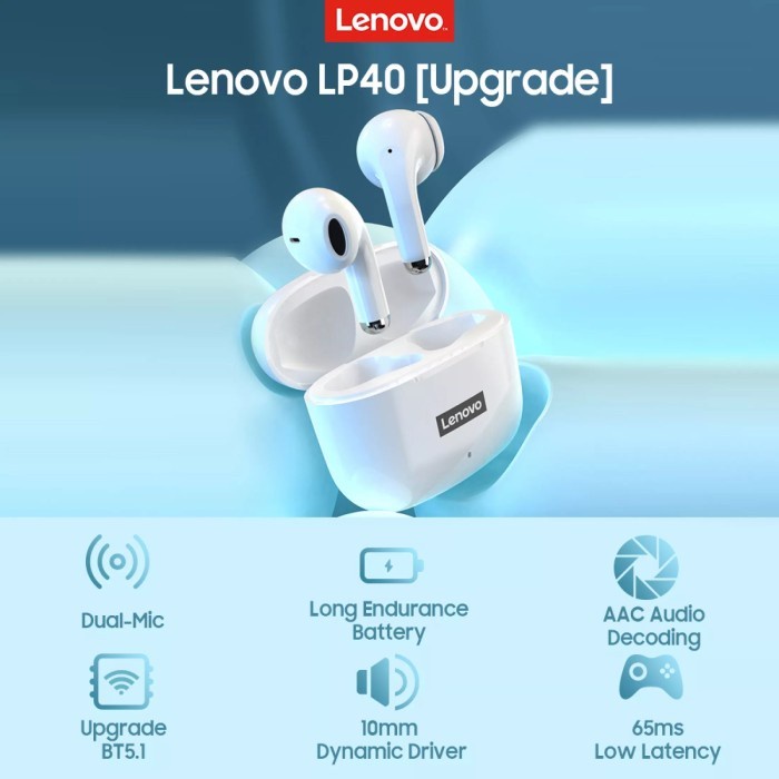 LENOVO LP40 True Wireless Earphone Headset Bluetooth Mini Earbuds TWS