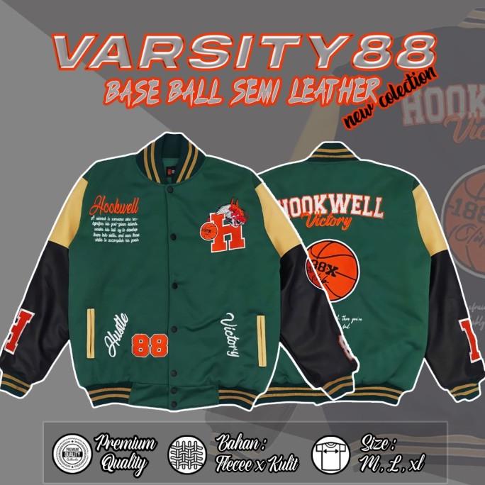 JAKET VARSITY SEMI KULIT JAKET VARSITY BASEBALL FULL BORDIR FRG8464FD