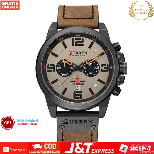 JAM TANGAN PRIA ANALOG TALI KULIT CHRONOGRAPH AKTIF JAM TANGAN CURRENT MK8314RR ORIGINAL-GROSIR 99 J