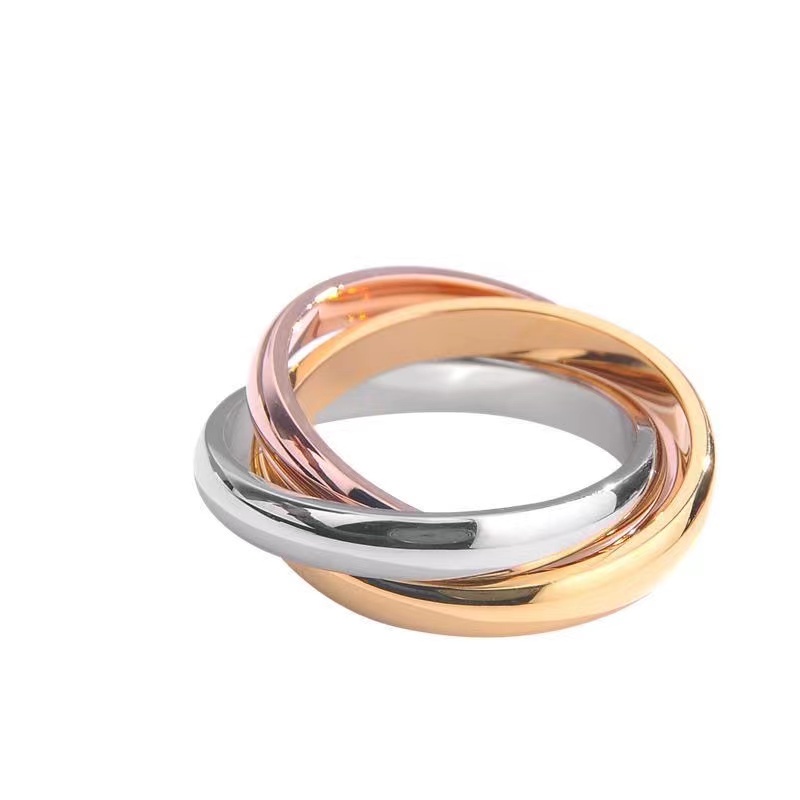 Cincin Cincin Tiga-Cincin All-Match Tiga Warna Yang Modis Sederhana Tren Eropa Amerika High-End Titanium