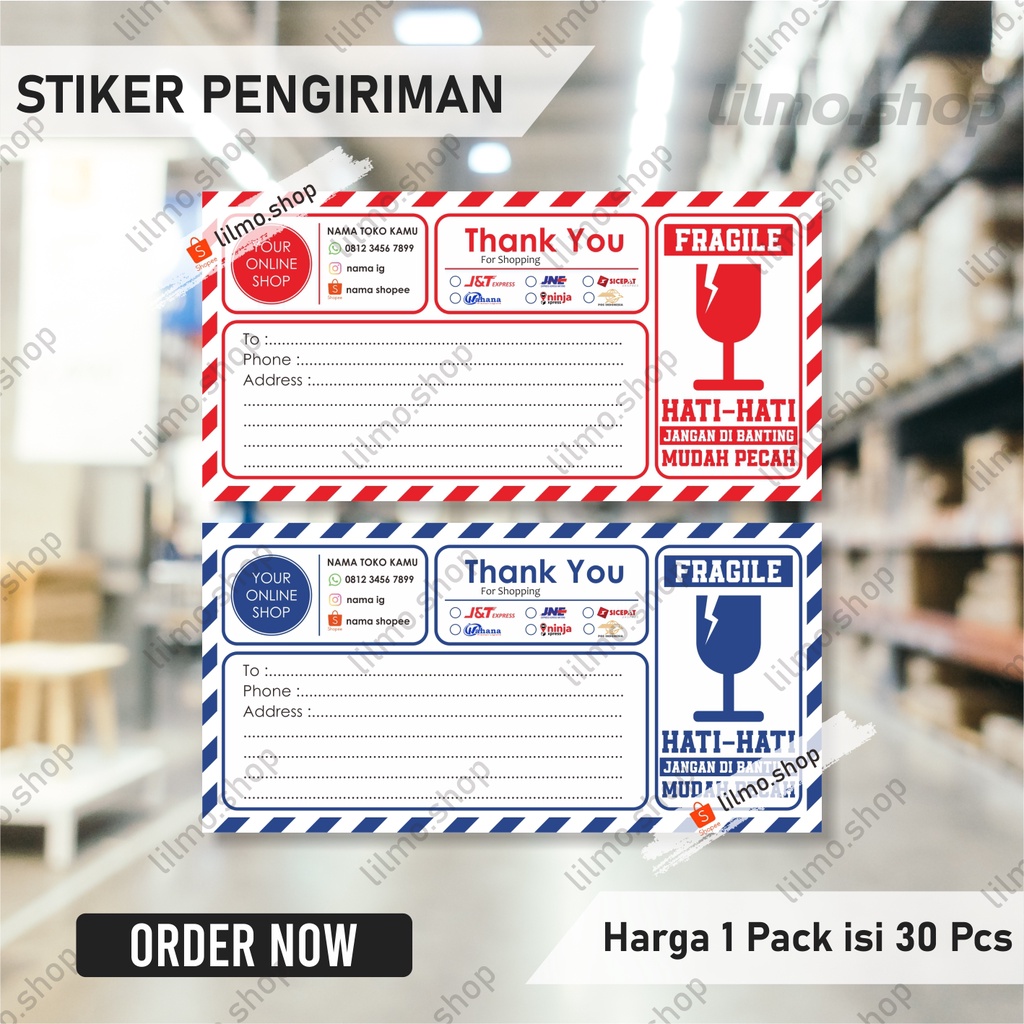 

STIKER PENGIRIMAN ONLINE SHOP, STIKER LABEL PENGIRIMAN, STIKER ALAMAT + FRAGILE