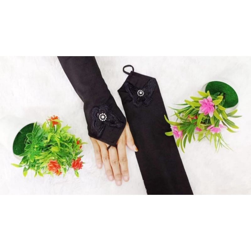 Hansock Cincin Hiasan Kupu Cantik/Kaos Tangan Muslimah/Manset Tangan Jersy