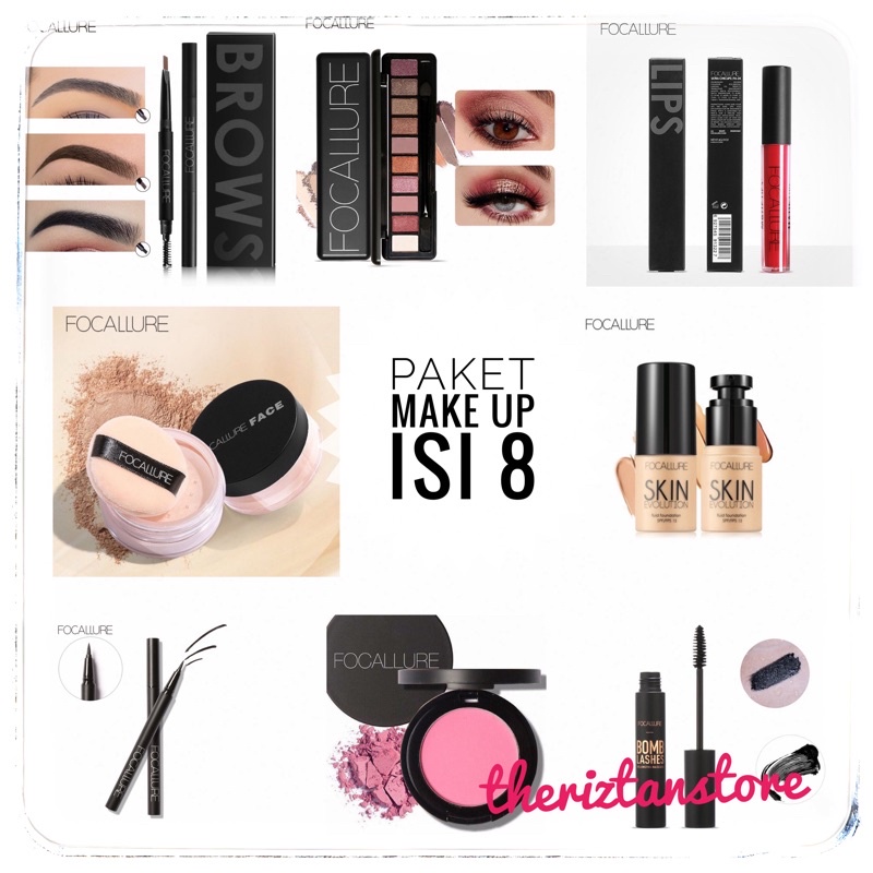 Paket Make Up Focallure isi 8 + 1 Souvenir