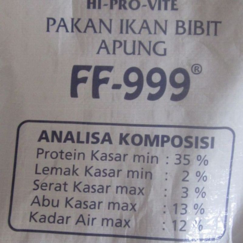 PAKAN PELET LELE GURAME NILA PELET IKAN APUNG FF 999 REPACK 1KG