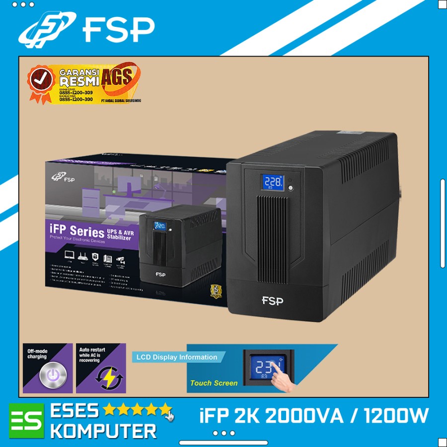 FSP FP2K 2000VA UPS Intelligent dengan LCD Touch Panel