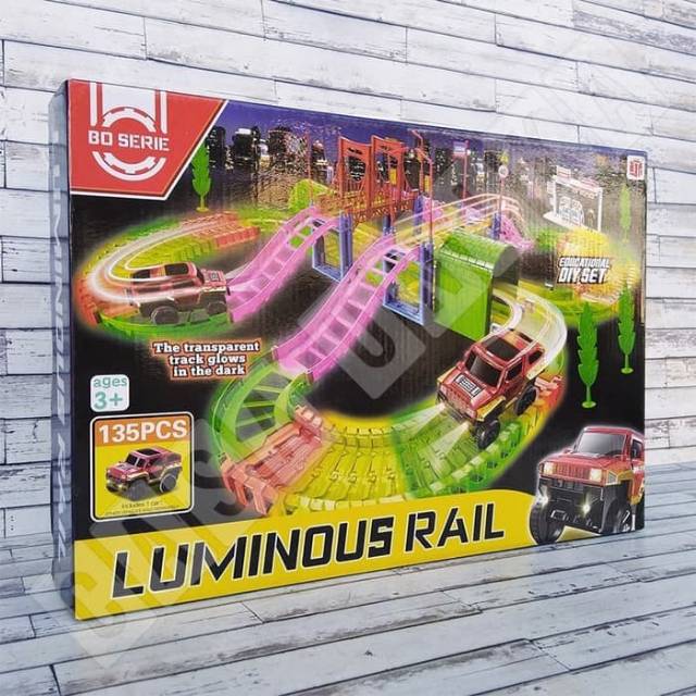 Mainan Track Mobil Glow In The Dark Baterai - Luminous Rail Car Anak