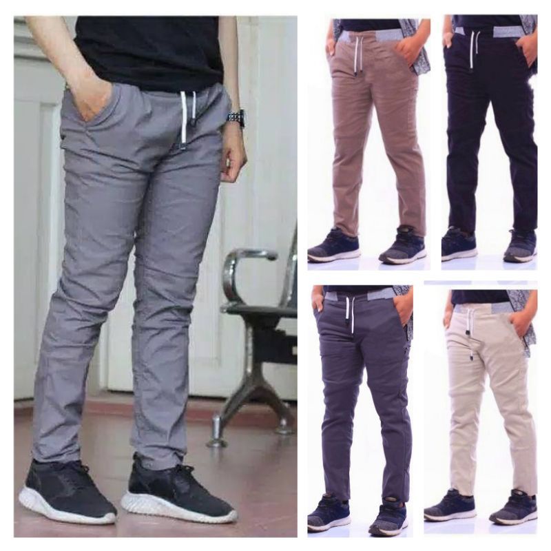 Terlaris Celana Chino Panjang Pria Dewasa Pinggang Karet Stretch