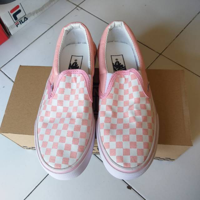 pink slip on checkered vans