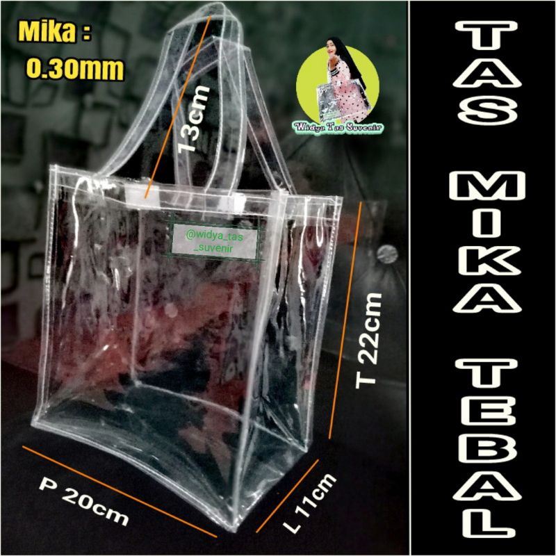 Tas Souvenir Full Mika Transparan Tebal Ukuran P20 L11 T22cm ( Custom )