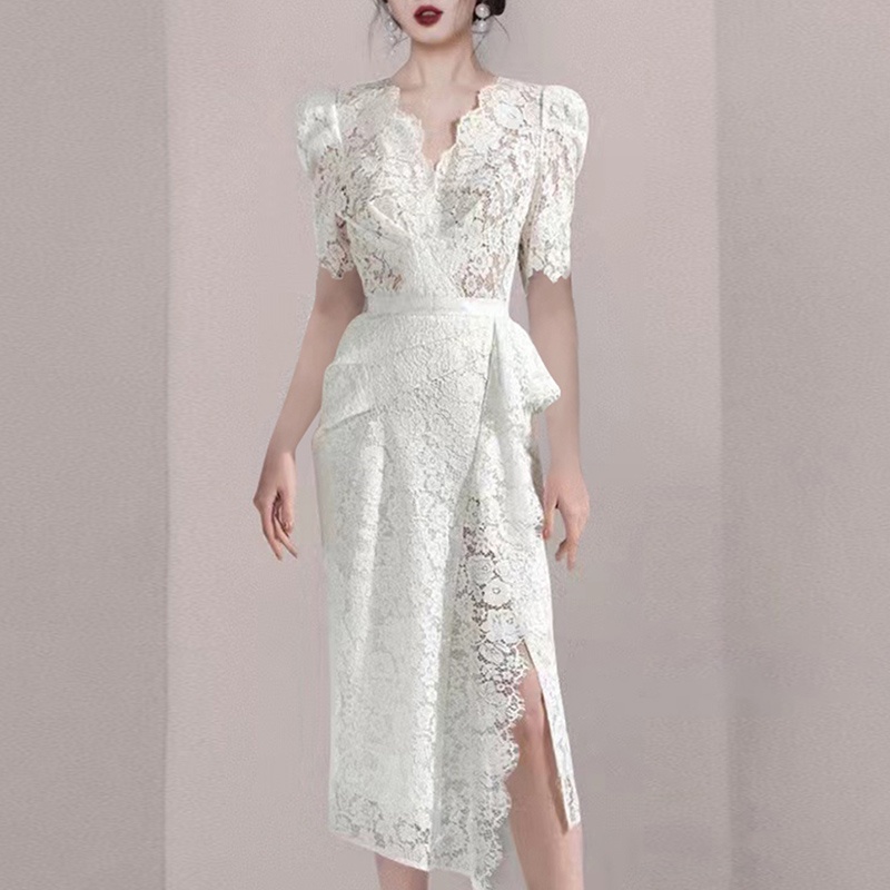 New V-neck slim lace dress