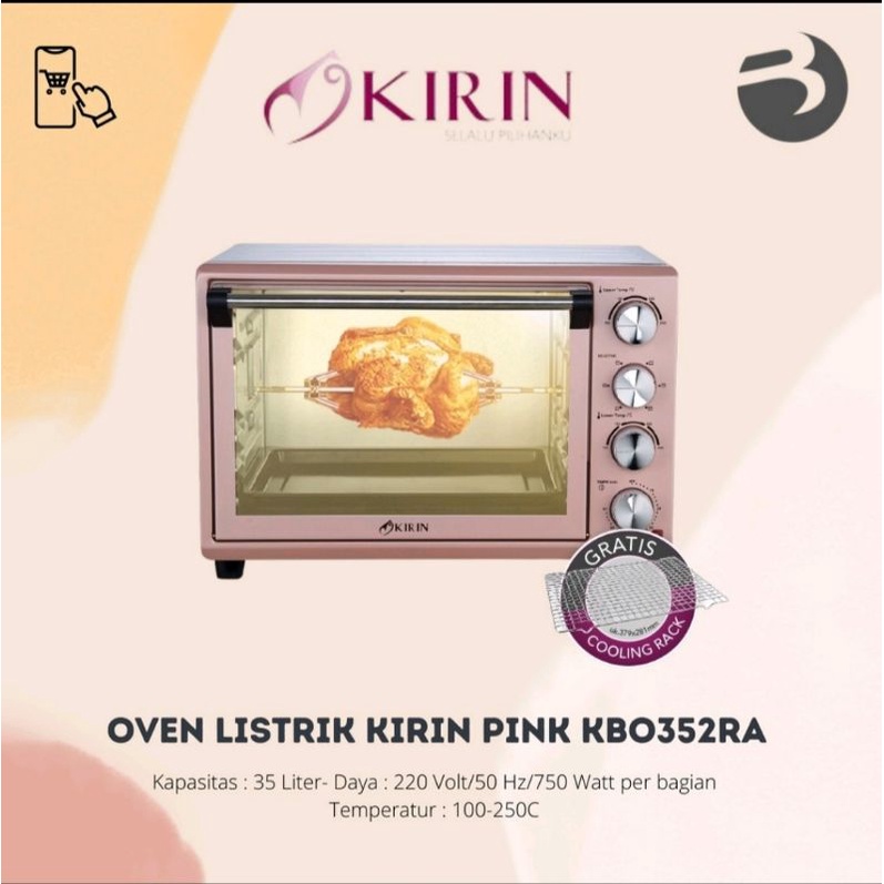 Oven Kirin KBO 352 RA Pink Low Watt - 35 liter