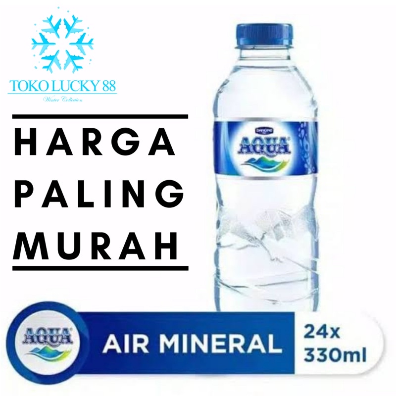 Air Mineral Minum Aqua Botol 330 ml isi 24 pcs 1 dus Khusus pengiriman Sameday atau Instant