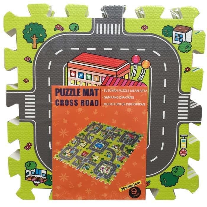 Puzzle Lantai Cross Road Farm Angka Alfabet  - Matras Alas Bermain Playmat