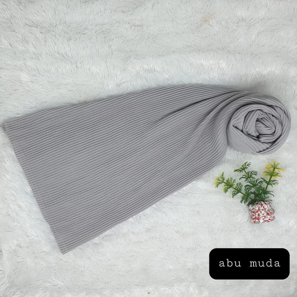 Pashmina Plisket Ceruty Babydol Full Plisket Lidi Tanpa Lipatan-ABU MUDA