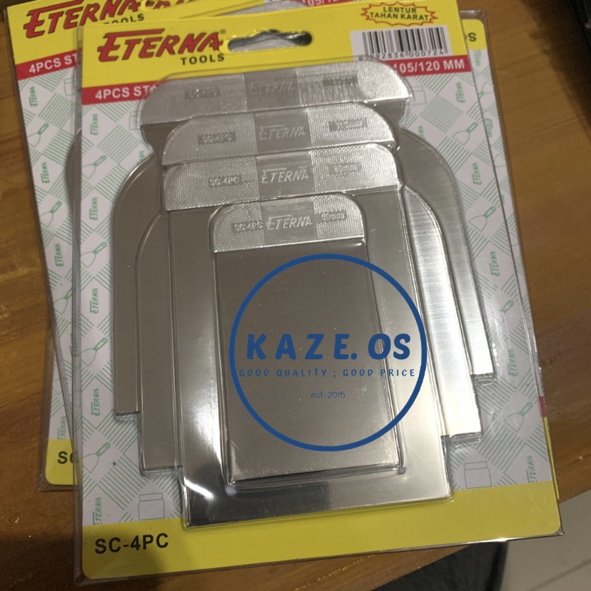 ASLI 100% KAPI SET ETERNA 4 PCS KAPI SET STAINLESS STEEL // CAT SCRAPPER GAGANG KARET SCRAP SCRAPER 