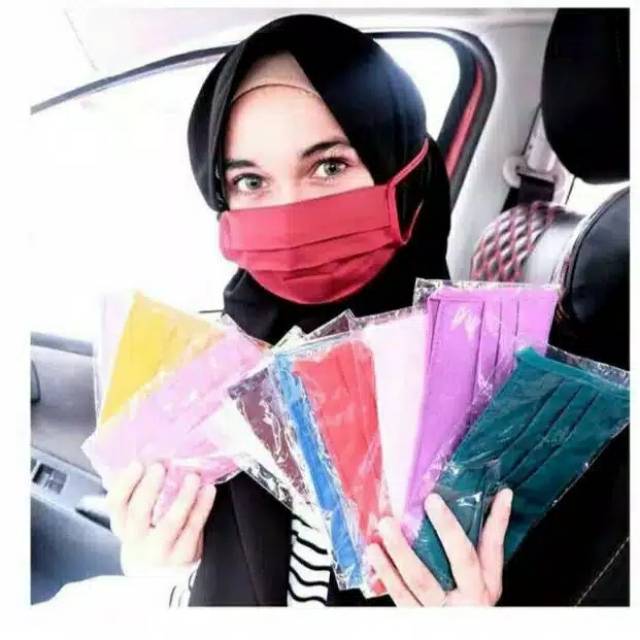 masker kain tali harga murah per pcs model hijab polos cegah virus corona