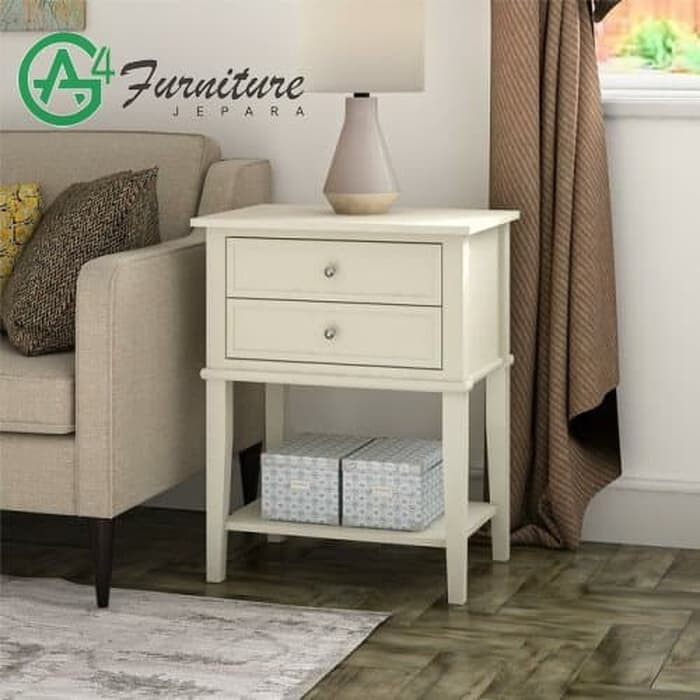 Nakas Minimalis Putih Dmitry Kayu Mahoni