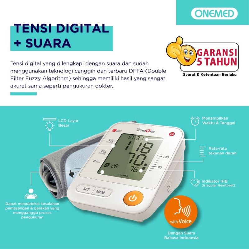 TensiOne 1A + Voice Tensimeter Digital Alat Ukur Tekanan Darah