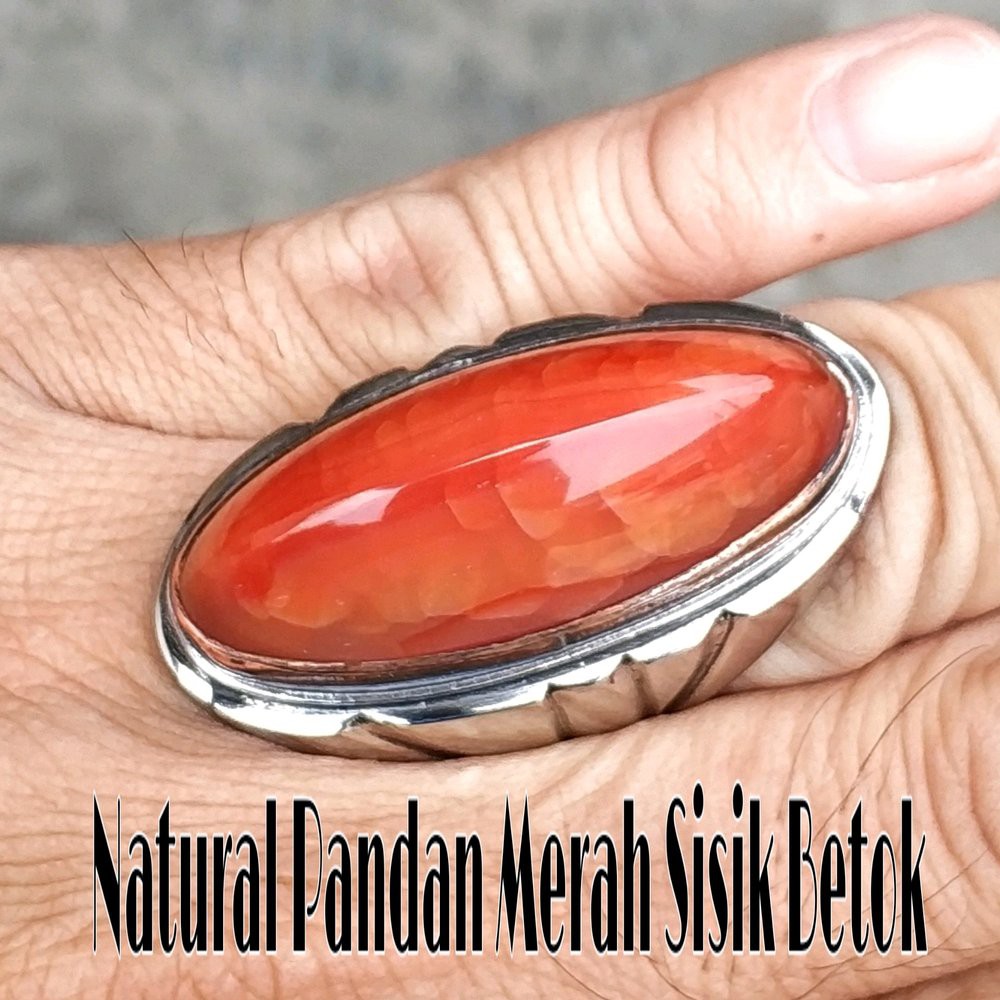 CINCIN BATU AKIK NATURAL PANDAN MERAH NANAS SISIK BETOK