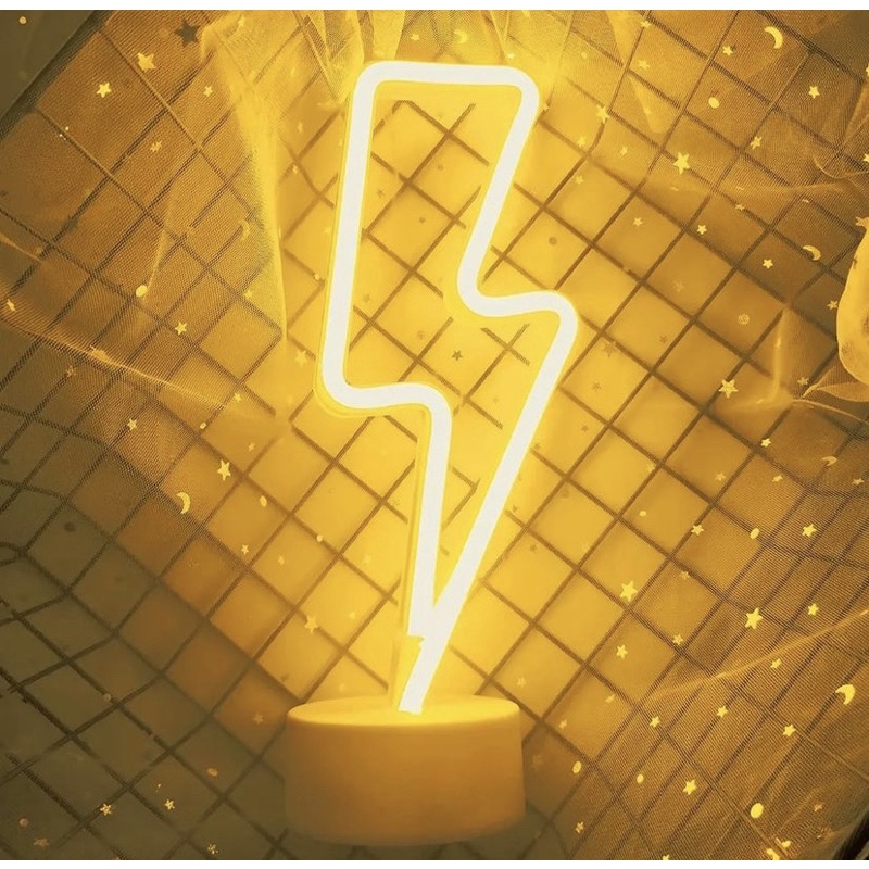 Hobbes Lightning Thunder Neon Sign Flex Bolt Petir Lampu Decor Hias De