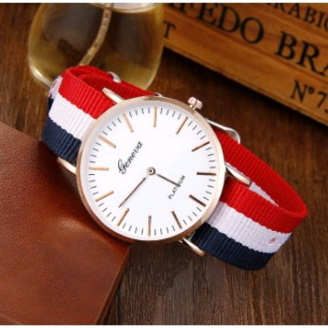 Jam tangan pria wanita geneva tali canvas
